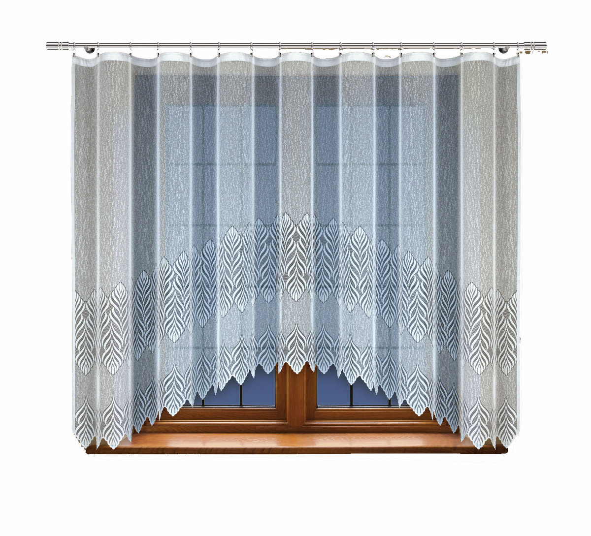 Biała żakardowa firanka z taśmą 248701 160 x 400cm MONDOMI