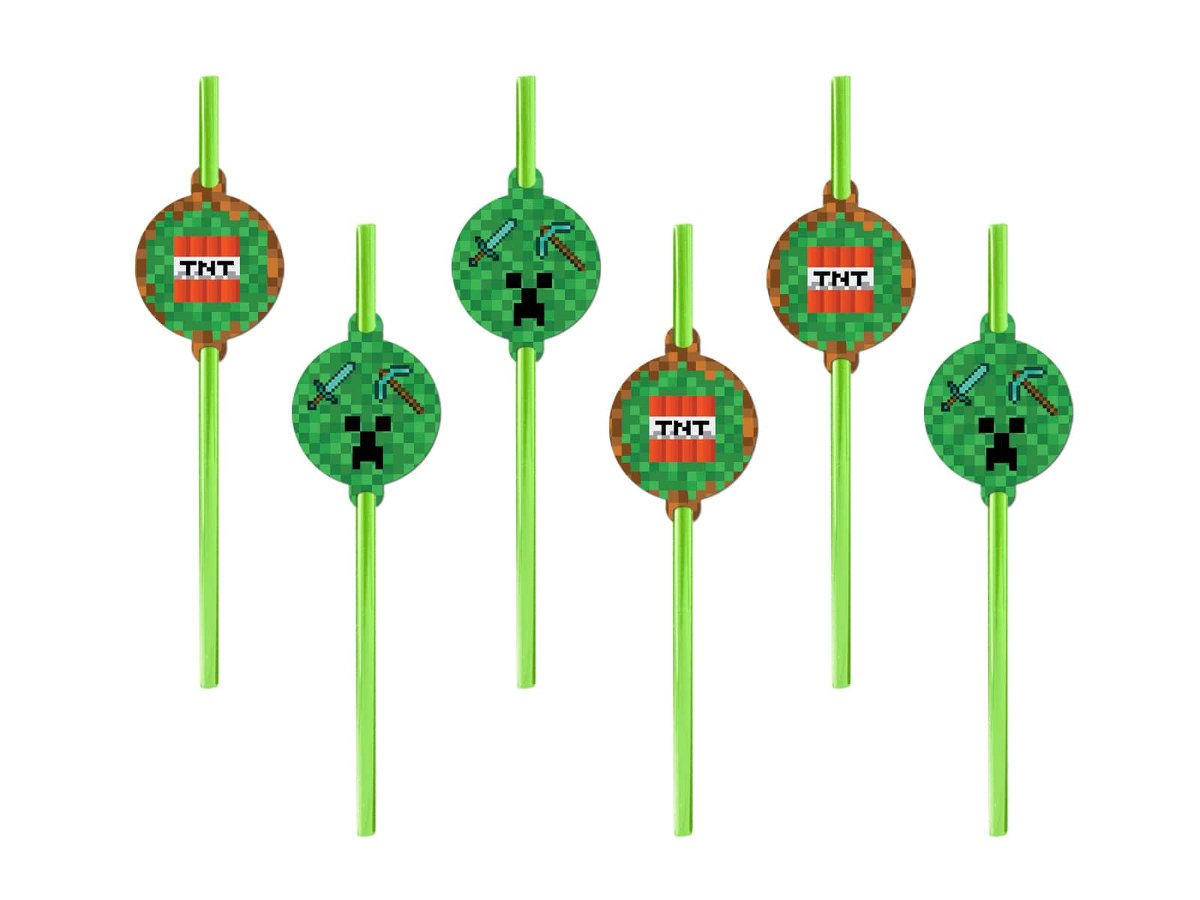 PartyShow Słomki urodzinowe Piksele 6 szt SLP-PIK