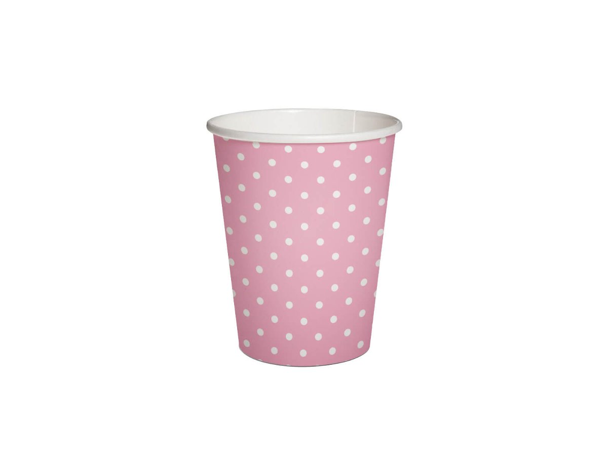 Kubki papierowe eko Różowe w kropki 250ml 10szt - PAW