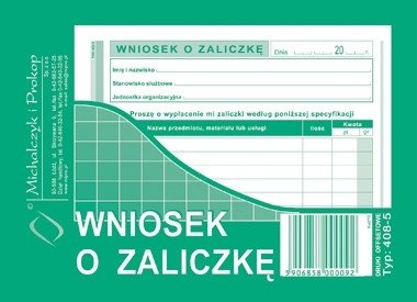 Michalczyk&Prokop WNIOSEK O ZALICZKE 408-5