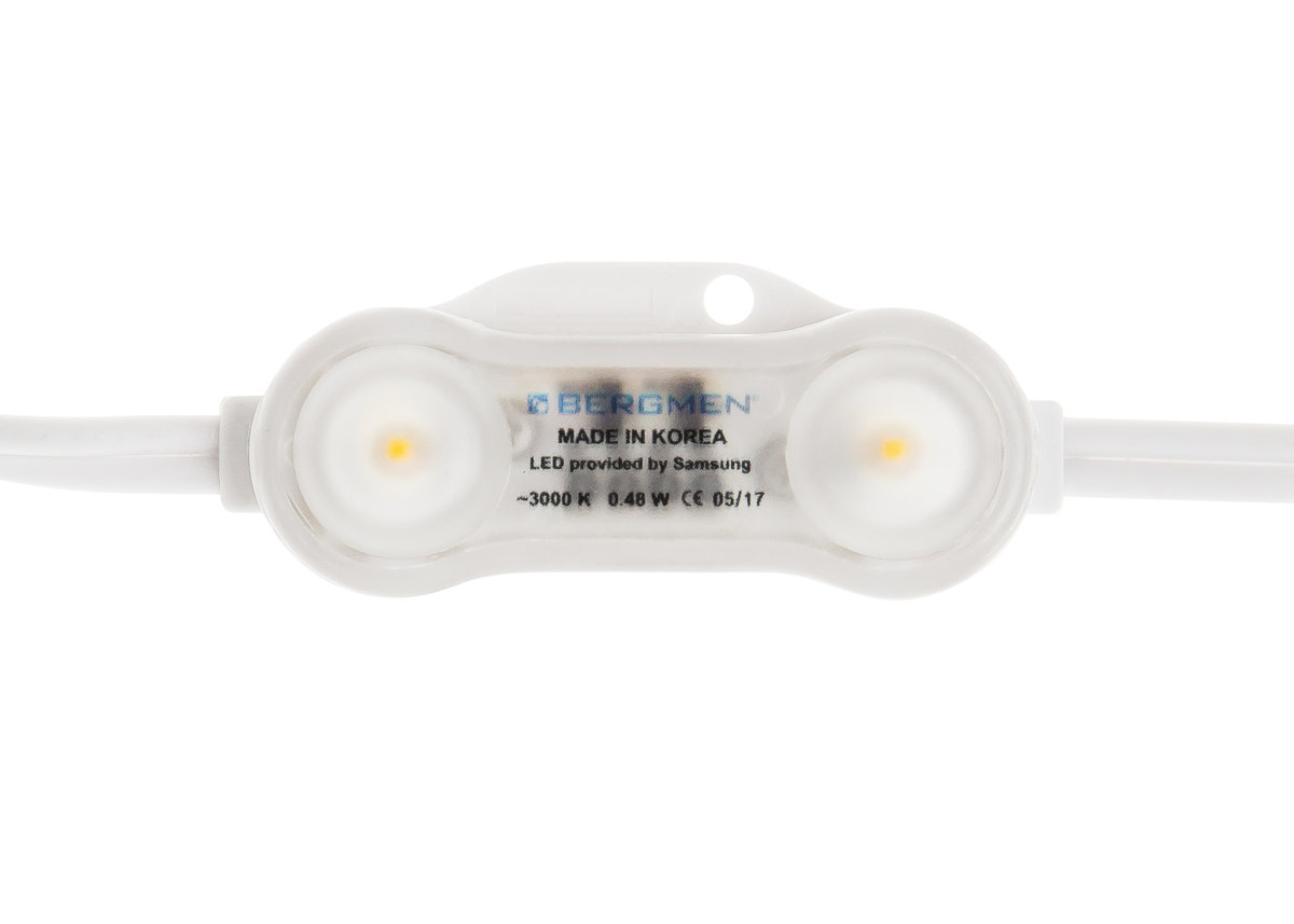 Moduł LED BERGMEN RX-2 Stark / 12VDC / 0,48W / 44lm / 160° / 2 x 2835 SMD Samsung / IP68 / ciepły biały / 3000K