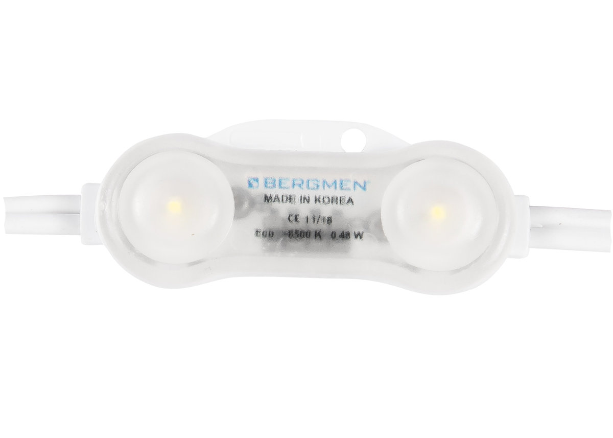 Moduł LED BERGMEN RX-2E Stark / 12VDC / 0,48W / 42lm / 160° / 2 x 2835 SMD Itswell / IP68 / dzienny biały / 6500K / polaryzacja