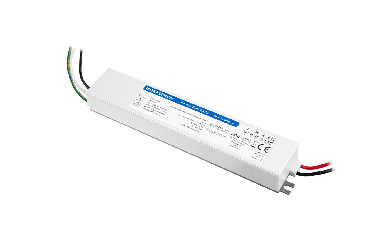 Zasilacz montażowy BERGMEN Integra Slim 10012 / 100 W / 12 V DC / 8,3 A / IP68