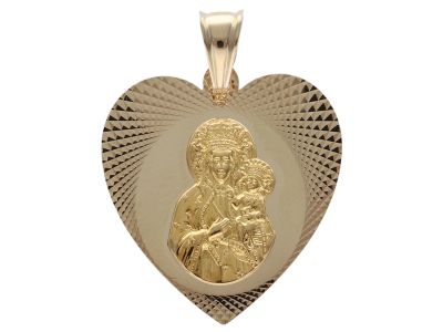Złoty medalik 585 Chrzest serce Matka Boska 4,54g