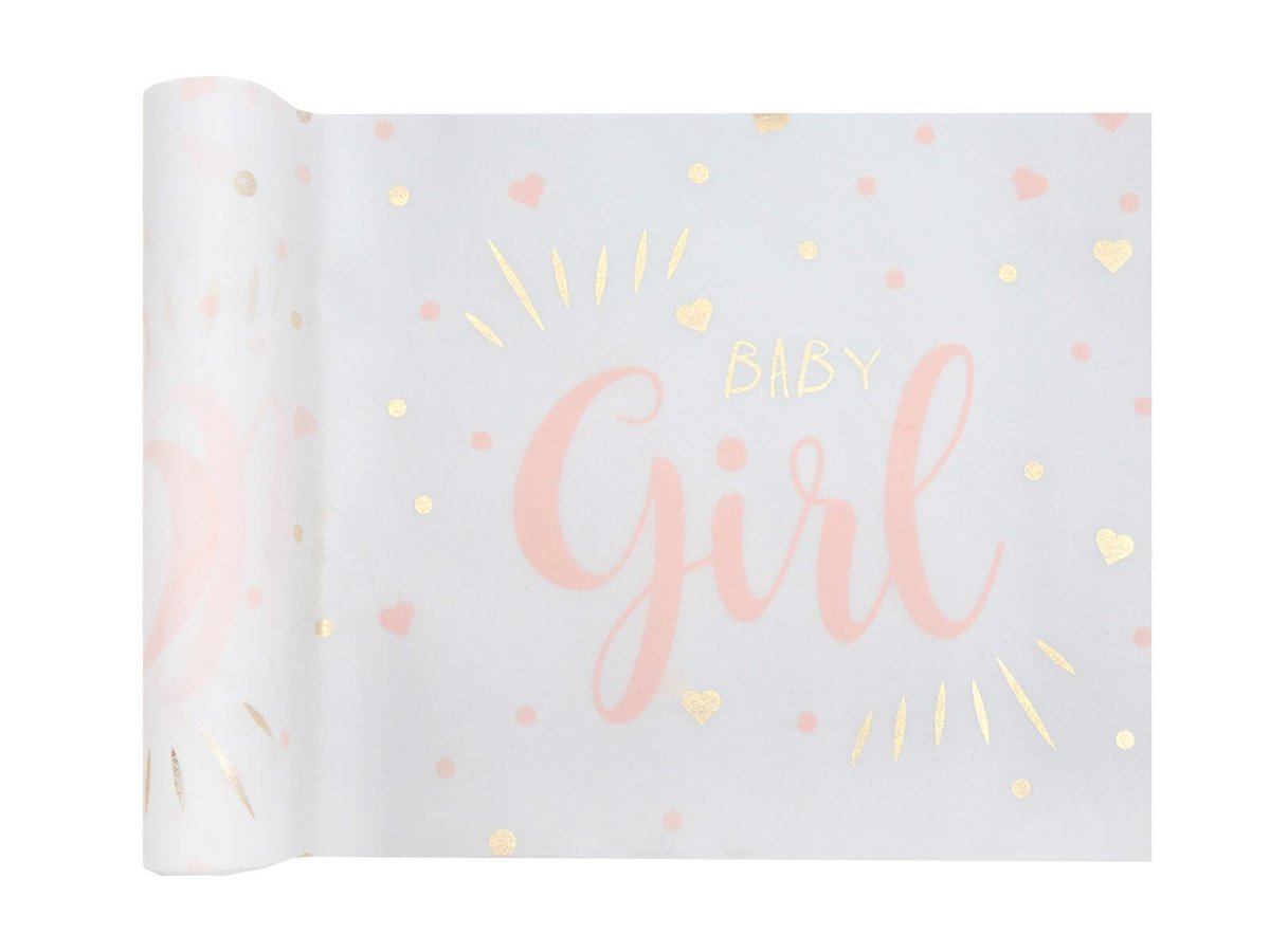 Dekoracja bieżnik z włókniny na stół Baby Girl - 3 m - 1 szt.