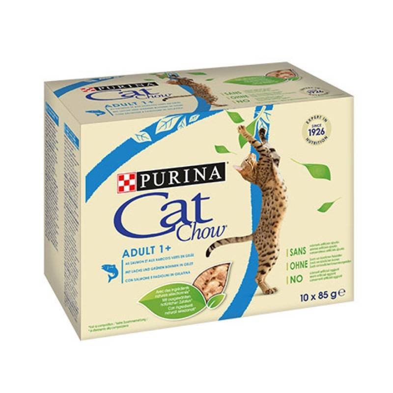 Purina Cat Chow Cat Chow Łosoś i zielona fasolka saszetki 10x85g