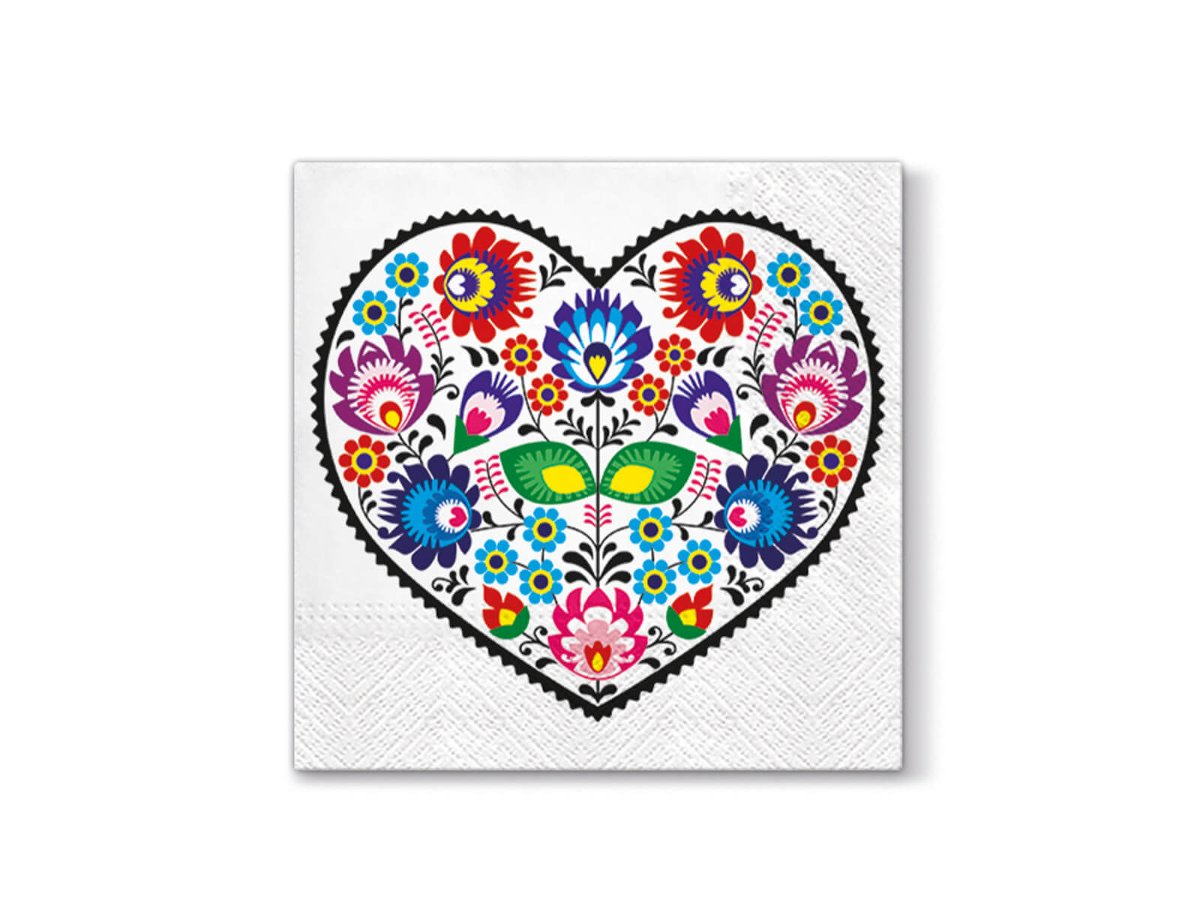 Tete  Tete Tete a Tete Serwetki Papierowe Dekoracyjne Łowicz Heart White 20 Szt