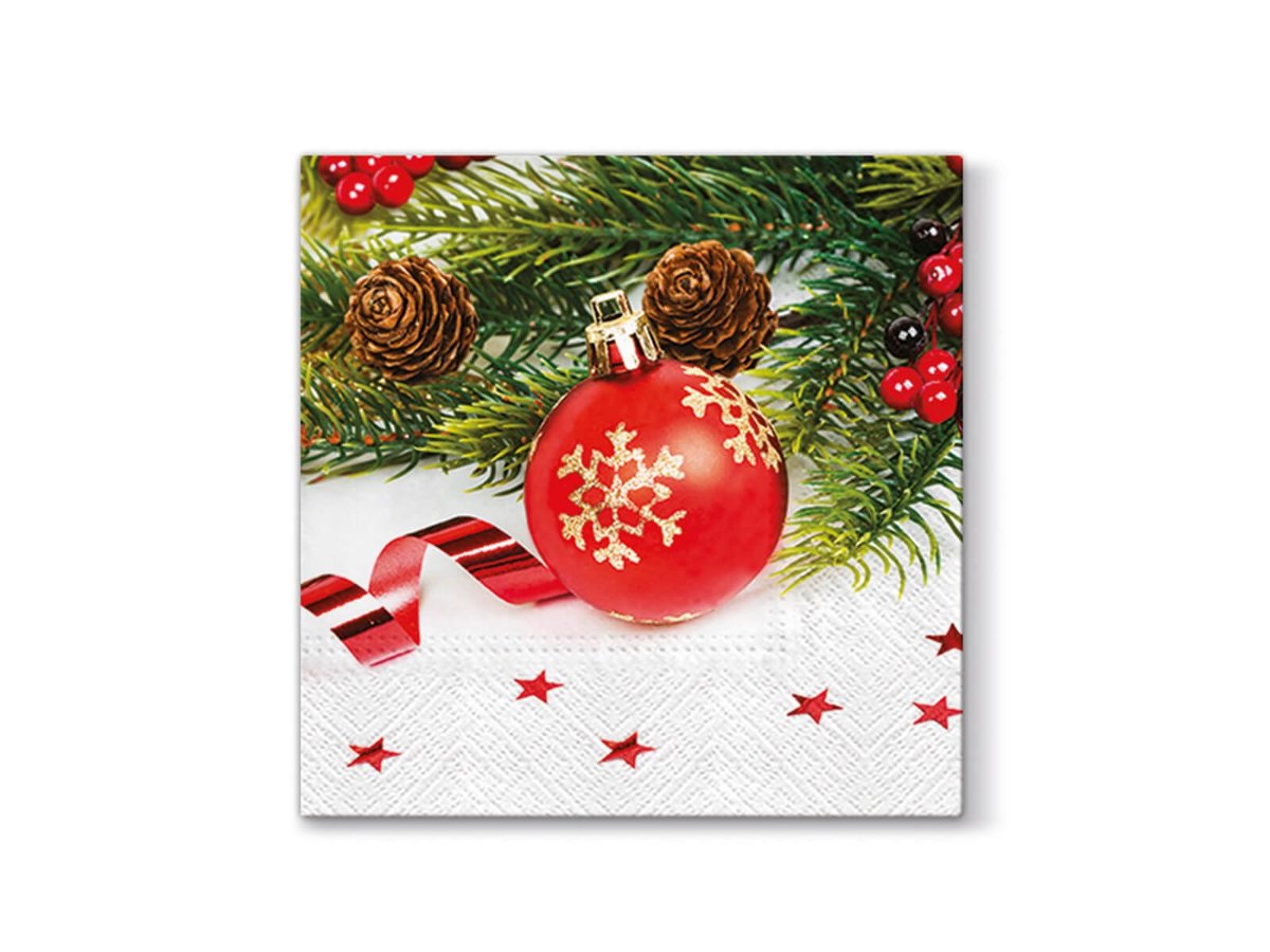 Tete  Tete Tete Tete SERWETKI RED BAUBLE SERWETKI TAT 3-WARSTWOWE 33X33CM SKŁADANE 1/4 20SZT W PACZCE Zakupy dla domu i biura! 67150326