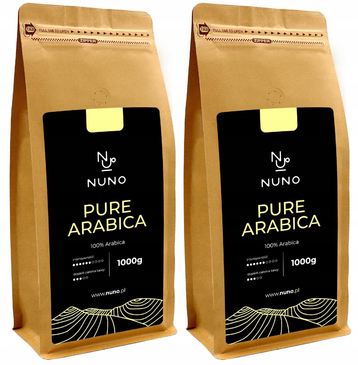 Nuno, kawa ziarnista Pure Arabica świeża 72h, 2 x 1 kg