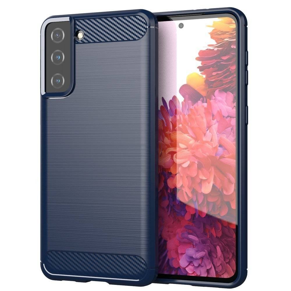 Hurtel Carbon Case elastyczne etui pokrowiec Samsung Galaxy S21+ 5G (S21 Plus 5G) niebieski