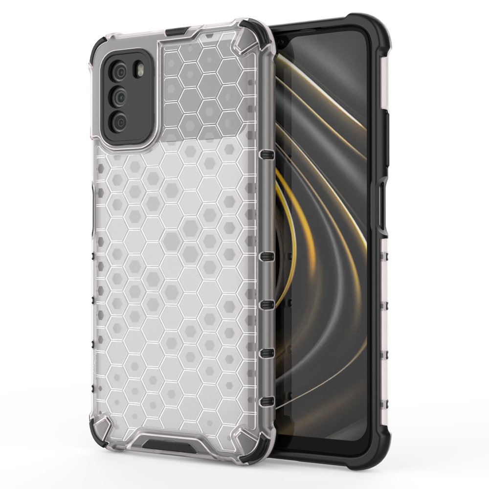 Hurtel Honeycomb etui pancerny pokrowiec z żelową ramką Xiaomi Poco M3 / Xiaomi Redmi 9T przezroczysty