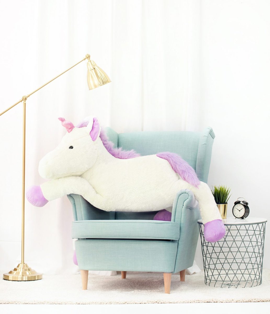 Miś Gustaw, pluszowy Jednorożec, 155 cm, biały