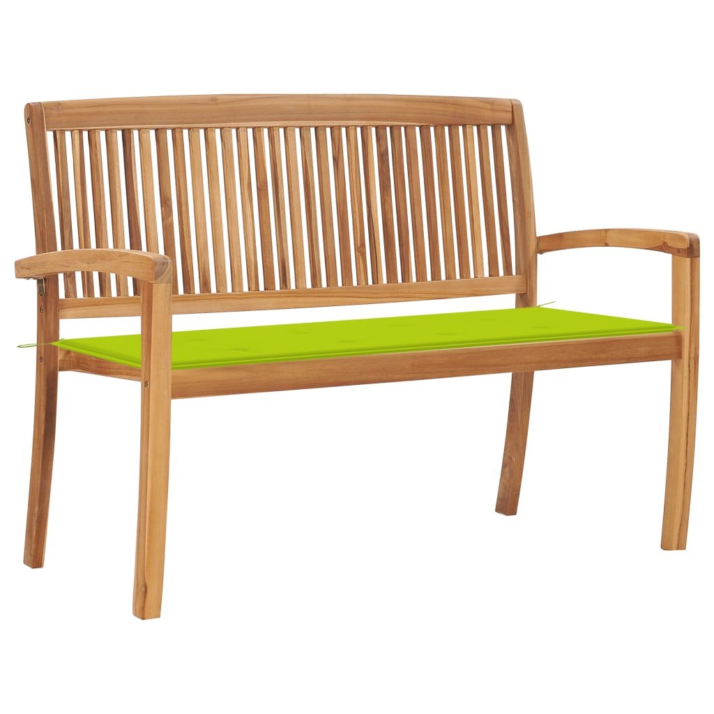 VidaXL Sztaplowana ławka ogrodowa z poduszką, 128,5 cm, drewno tekowe 3063290 VidaXL