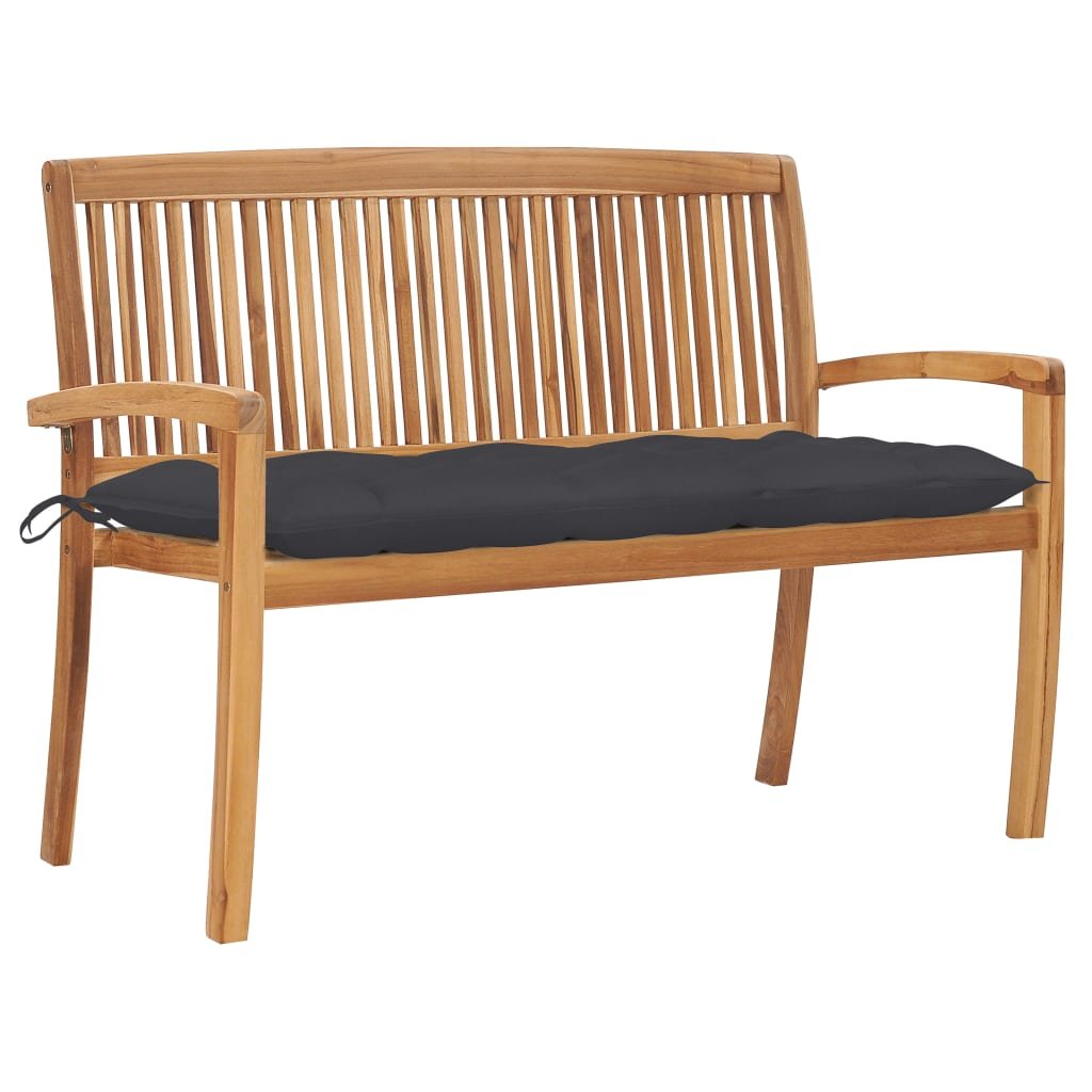 VidaXL Sztaplowana ławka ogrodowa z poduszką, 128,5 cm, drewno tekowe 3063294 VidaXL
