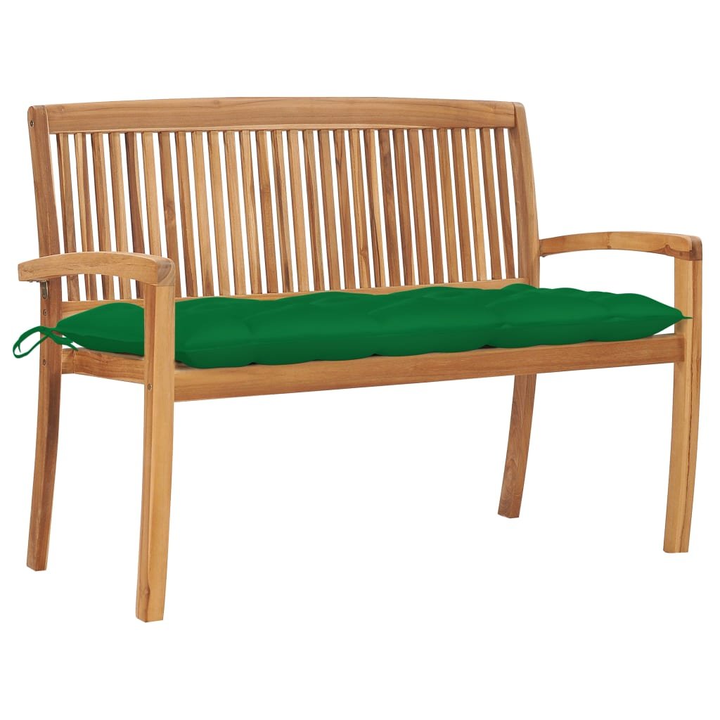 VidaXL Sztaplowana ławka ogrodowa z poduszką, 128,5 cm, drewno tekowe 3063299 VidaXL