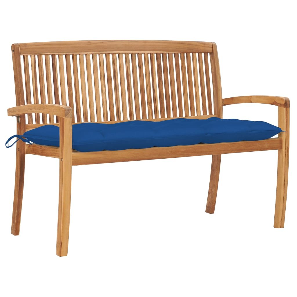 VidaXL Sztaplowana ławka ogrodowa z poduszką, 128,5 cm, drewno tekowe 3063304 VidaXL