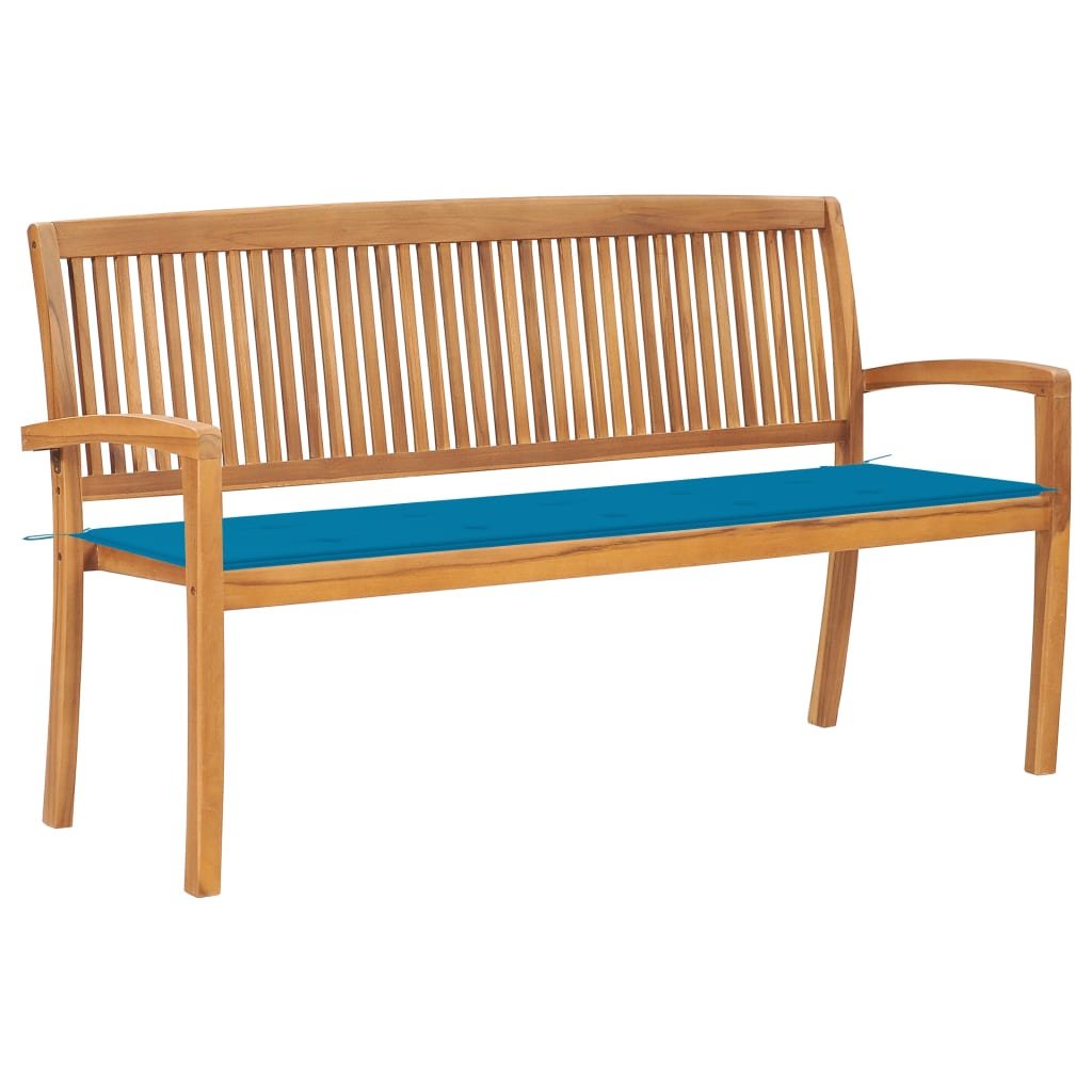 VidaXL Sztaplowana ławka ogrodowa z poduszką, 159 cm, drewno tekowe 3063310 VidaXL