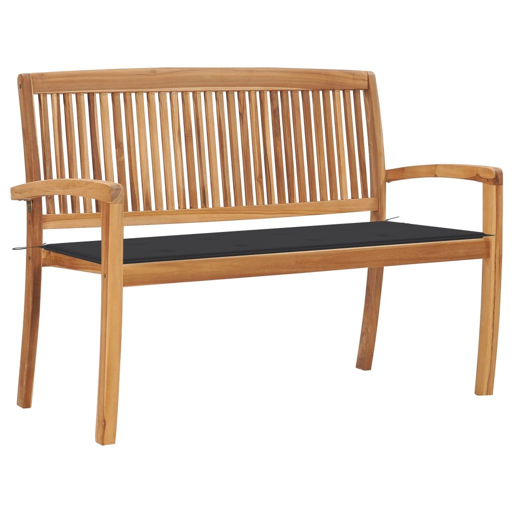 VidaXL Sztaplowana ławka ogrodowa z poduszką, 128,5 cm, drewno tekowe 3063279 VidaXL