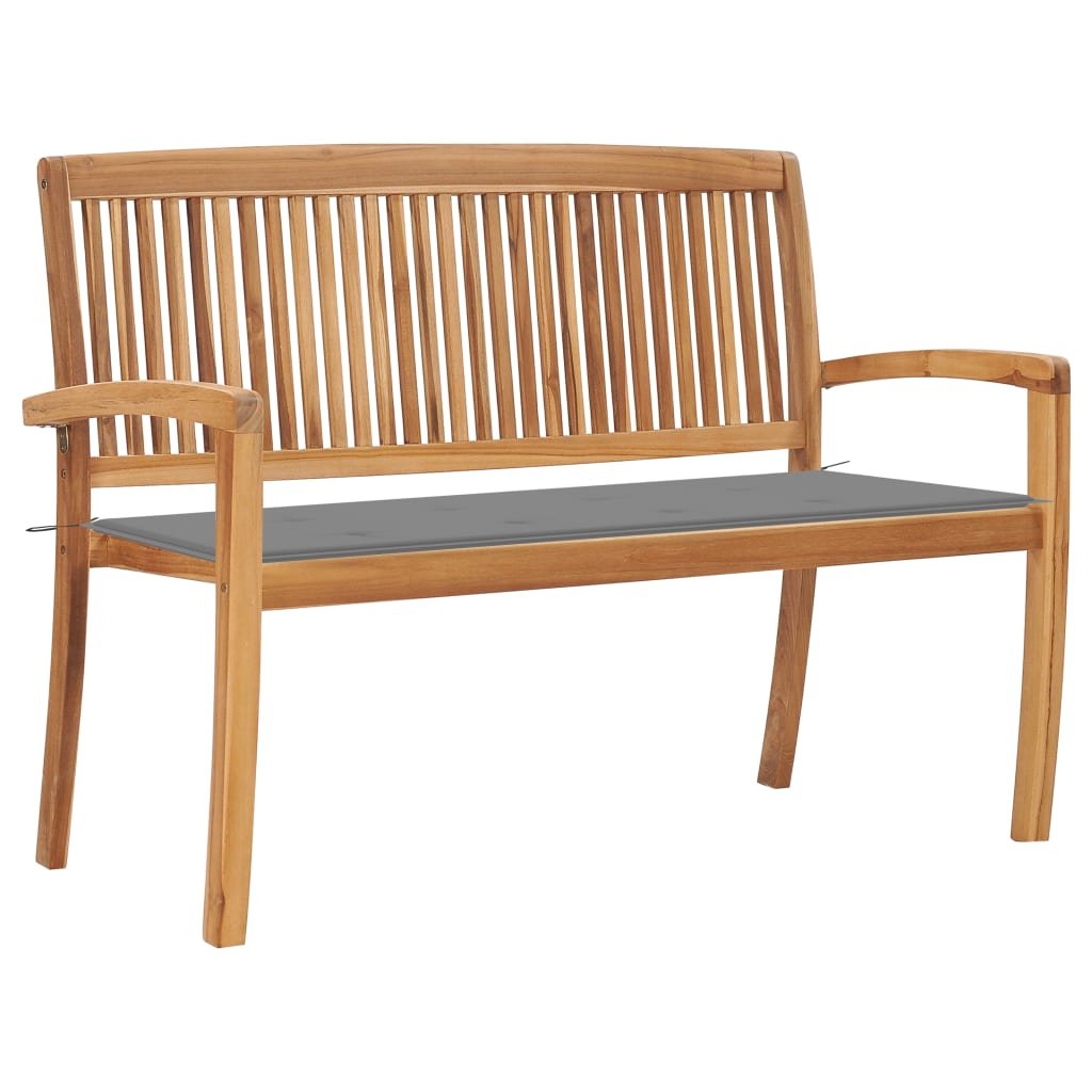 VidaXL Sztaplowana ławka ogrodowa z poduszką, 128,5 cm, drewno tekowe 3063280 VidaXL