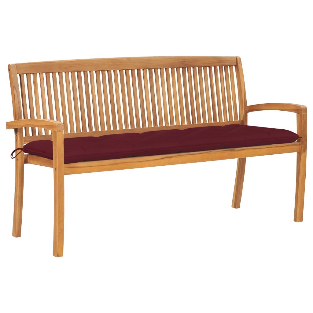 VidaXL Sztaplowana ławka ogrodowa z poduszką, 159 cm, drewno tekowe 3063330 VidaXL