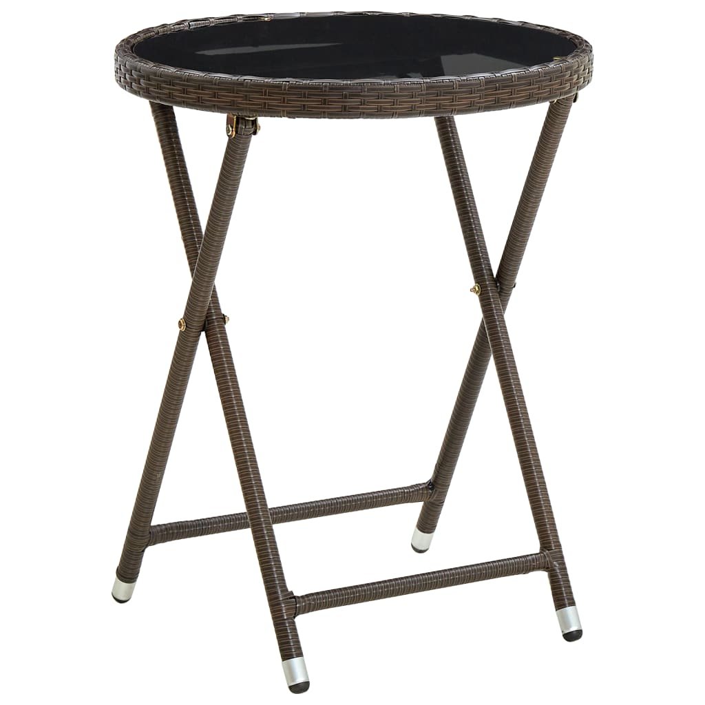 vidaXL Lumarko Stolik herbaciany, brązowy, 60 cm, rattan PE i szkło hartowane! 310560