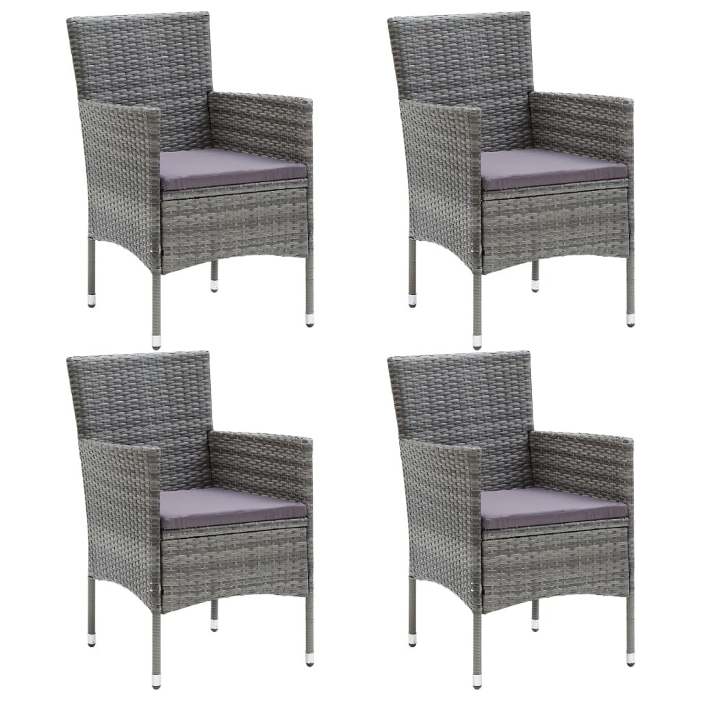 vidaXL Krzesła ogrodowe, 4 szt., rattan PE, szare! 310563