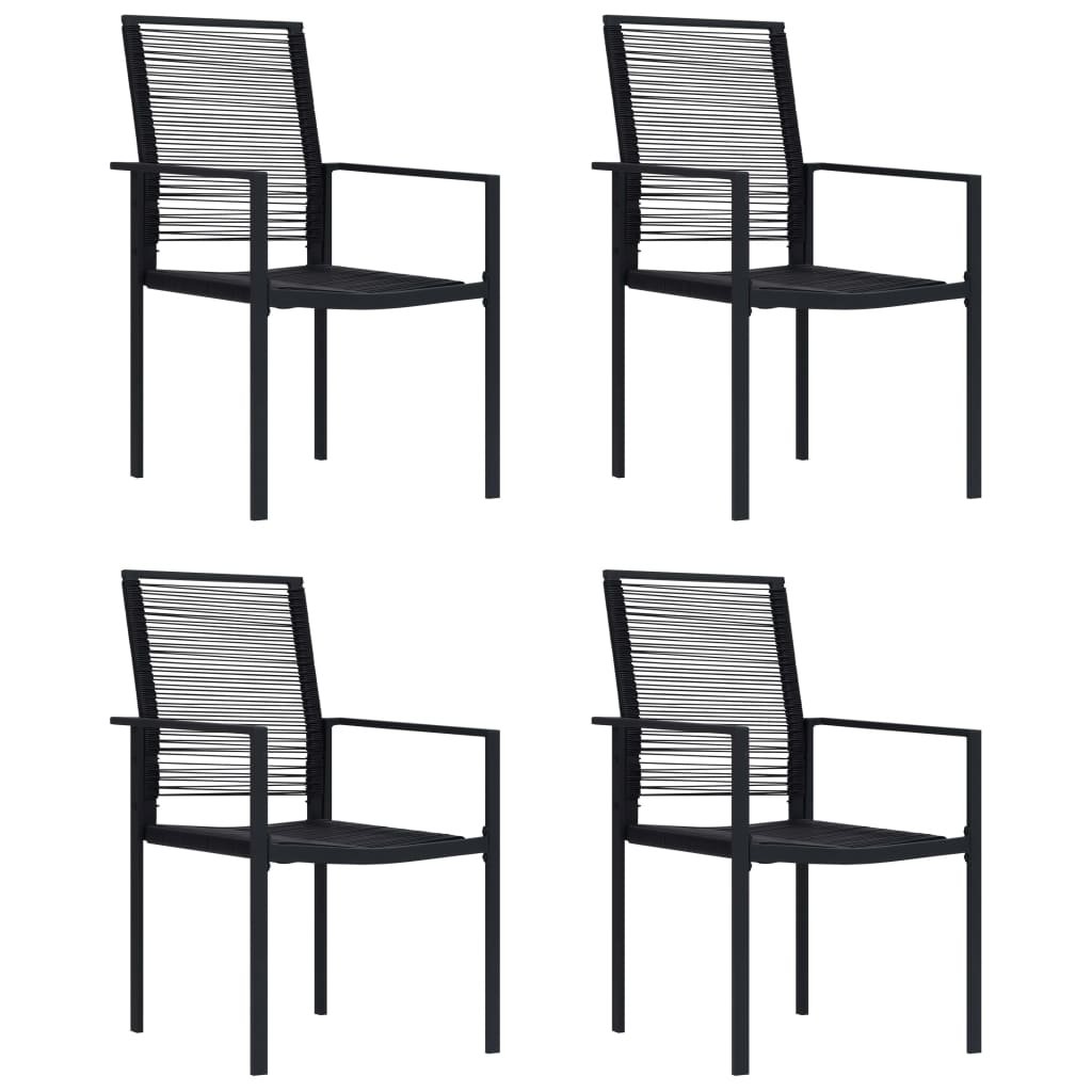 vidaXL Krzesła ogrodowe, 4 szt., rattan PVC, czarne! 312172