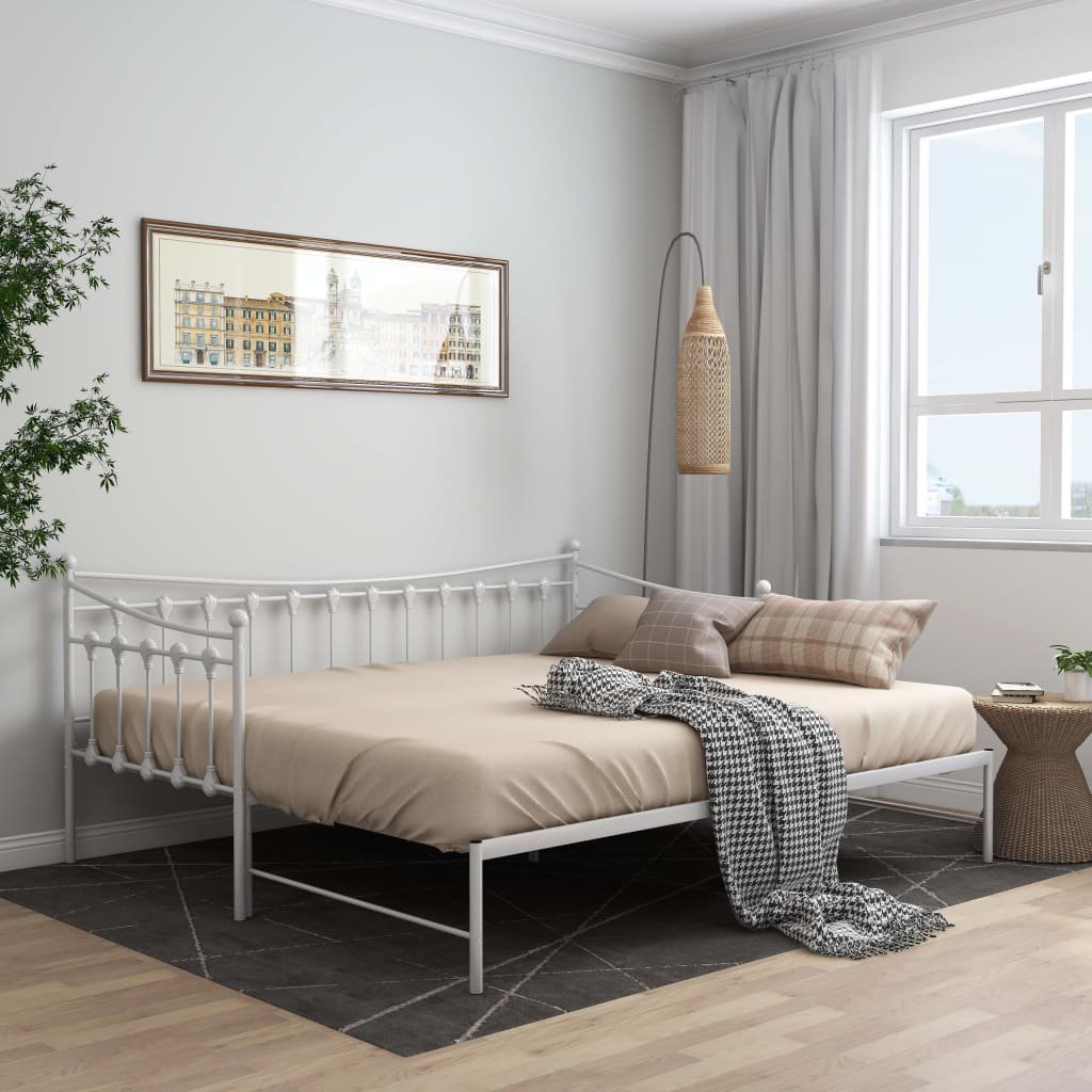 vidaXL Lumarko Sofa z wysuwaną ramą łóżka, biała, metalowa, 90x200 cm 324759