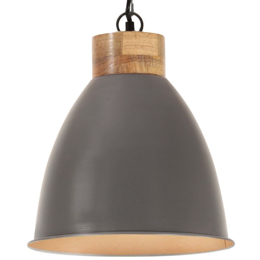 VidaXL Lumarko Industrialna lampa wisząca, szare żelazo i drewno, 35 cm, E27! 320887 VidaXL