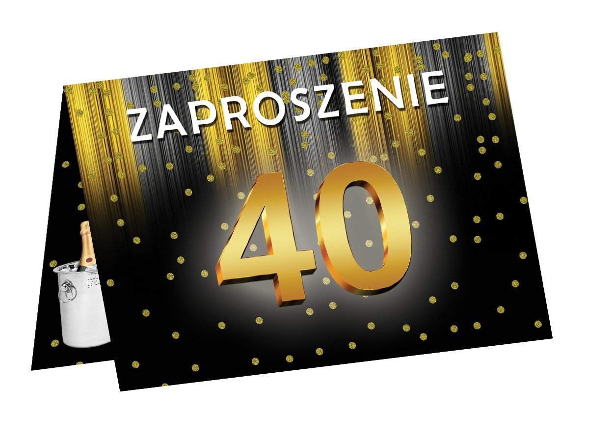 Congee.pl Zaproszenie z kopertą na 40-tke - 6 szt. ZAP-40zlote