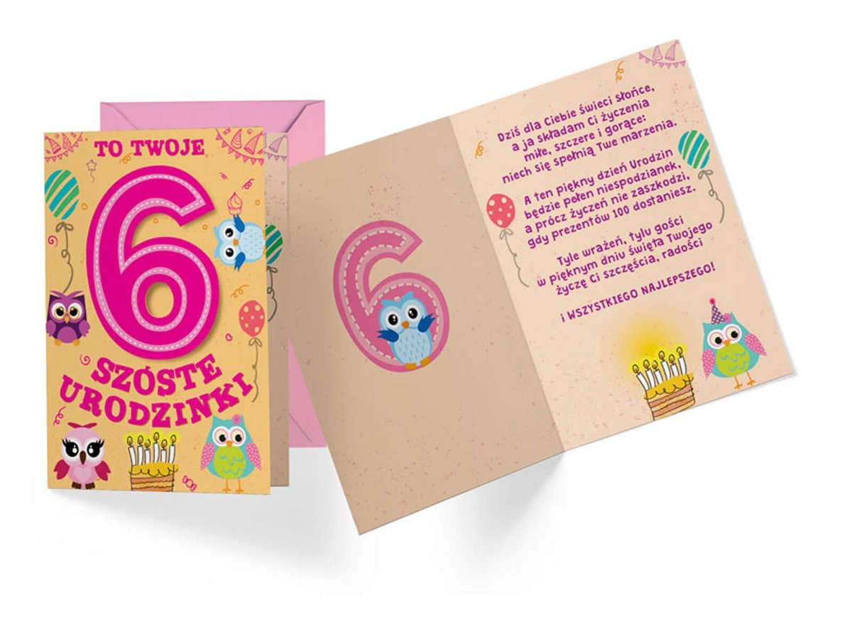 Kukartka Karnet B6 PR-289 Urodziny 6 - Kukartka