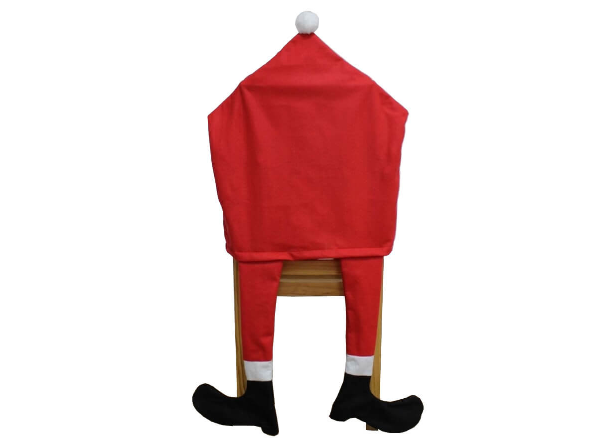 Pokrowiec na krzesło Nogi Mikołaja na święta Bożego Narodzenia - 1 szt.