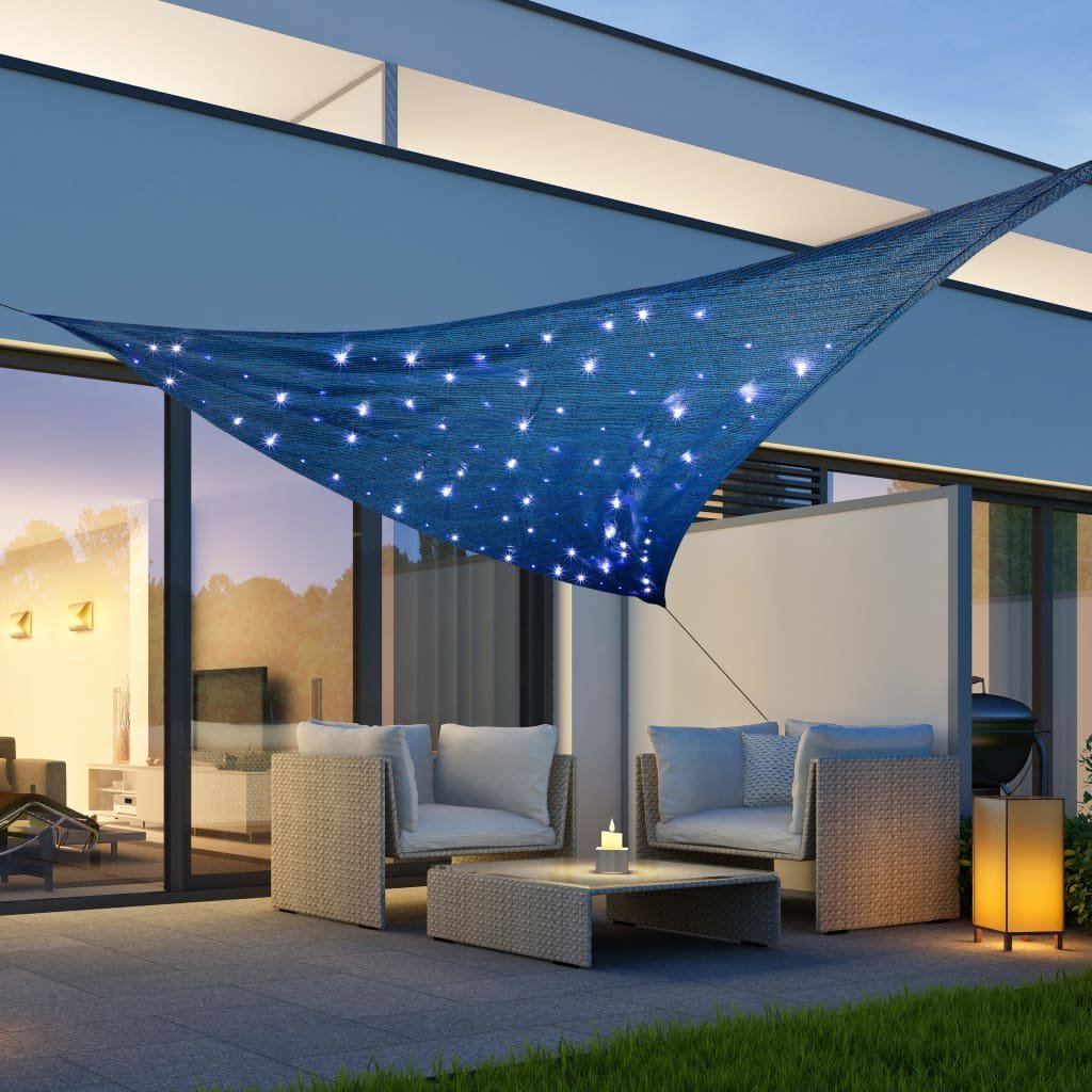 Haushalt HI Żagiel przeciwsłoneczny z 100 LED, jasnoniebieski, 3,6x3,6x3,6 m