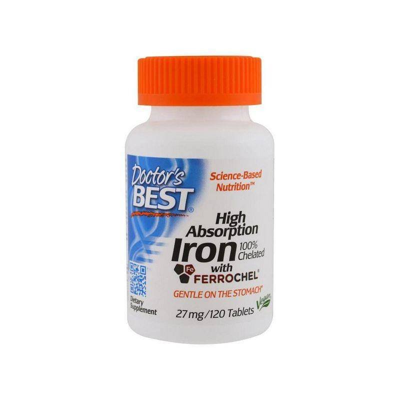 Doctor's Best Iron 27mg - Żelazo (120 tabl.)