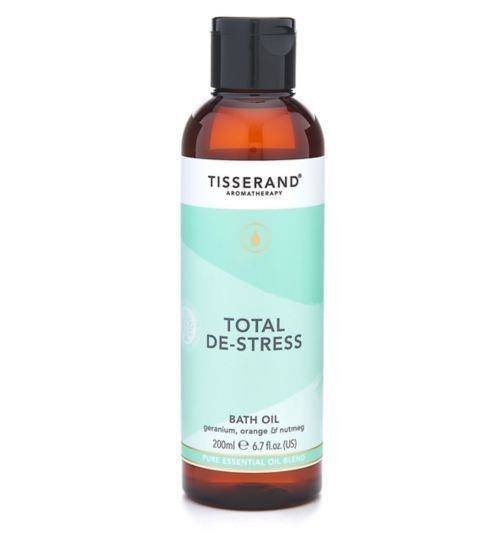 Tisserand Total De-Stress Bath Oil - Olejek do kąpieli Geranium + Pomarańcza + Gałka muszkatołowa (200 ml)