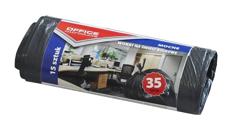 WORKI NA ŚMIECI 35 L LDPE CZARNE (15), CZARNY