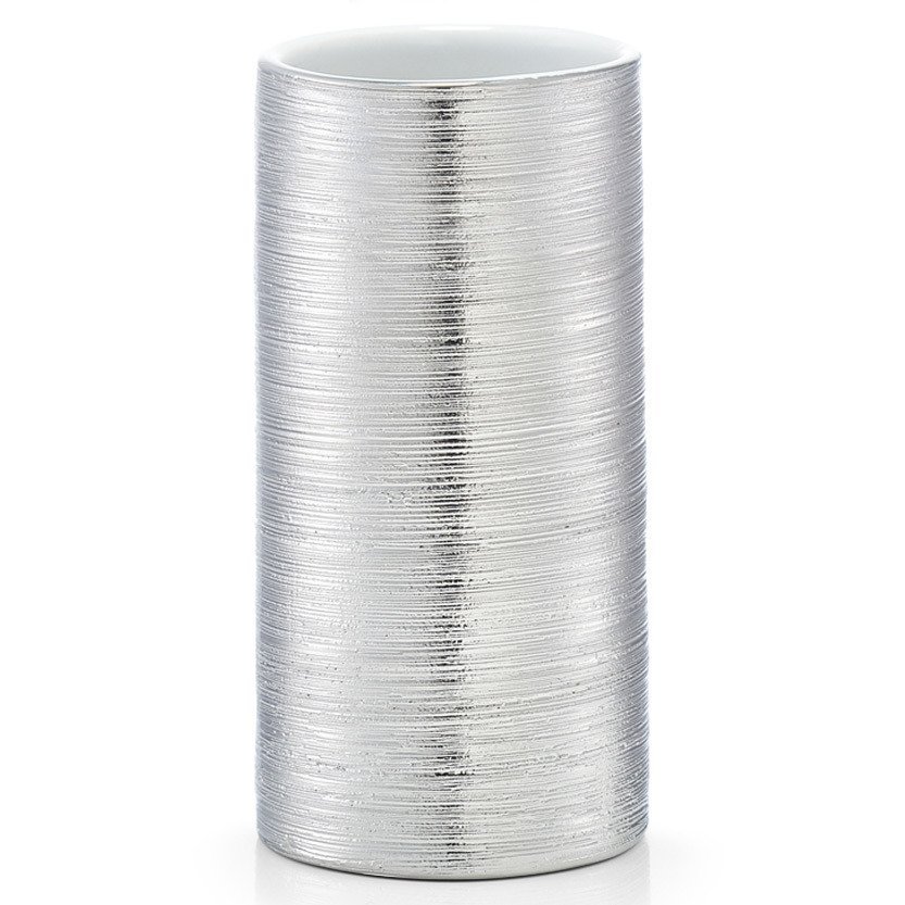 Zeller 18746 kubek do mycia zębów Brushed, kamionka, srebrny