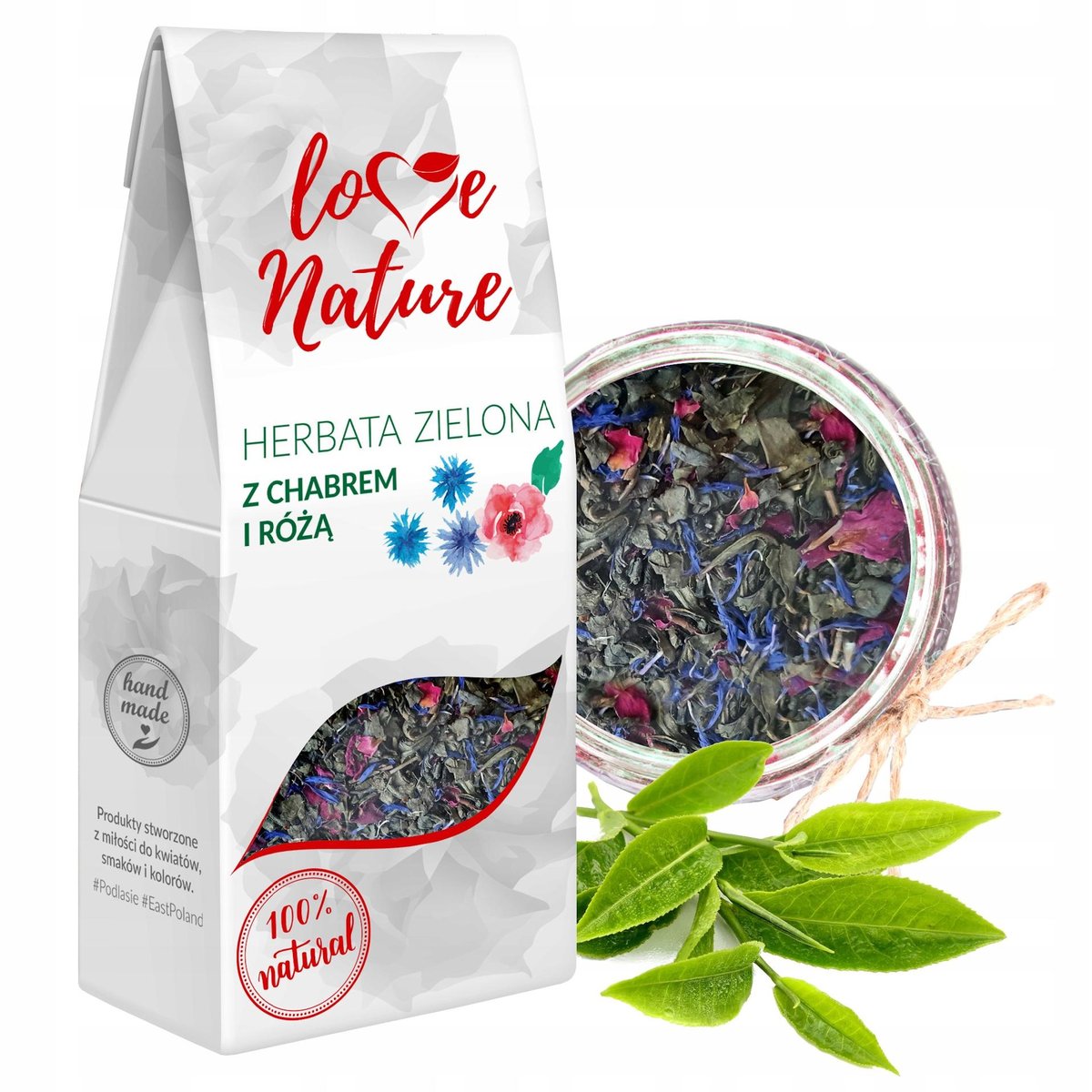 LOVE NATURE LOVE NATURE HERBATA ZIELONA Z RÓŻĄ I CHABREM 80G