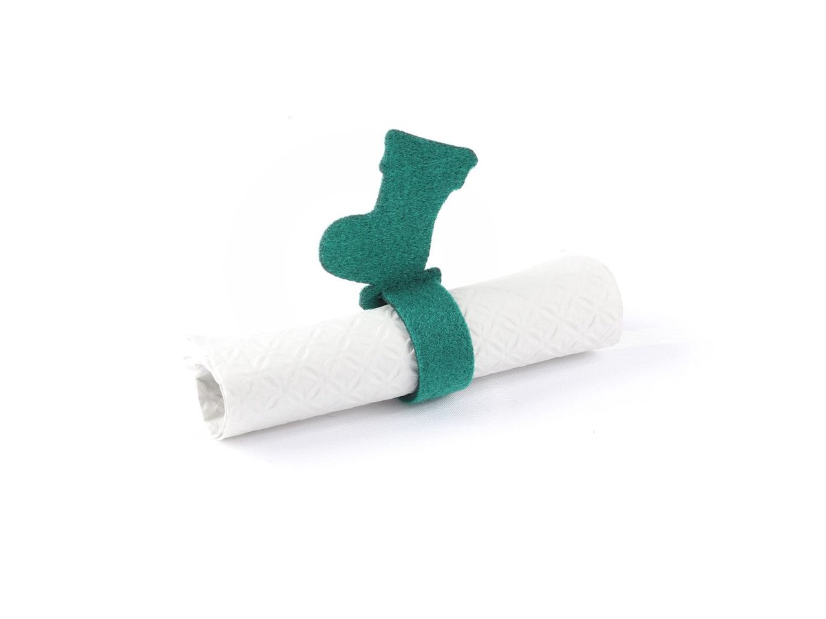 Serwetnik ze wzorem świątecznym - But Mikołaja - 21 cm - 1 szt.