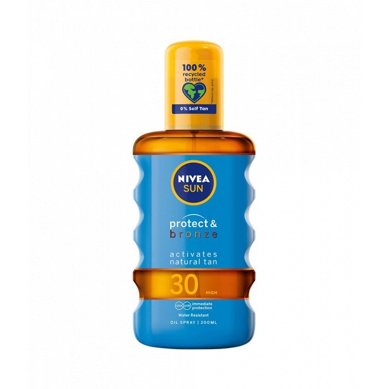 Zdjęcia - Kremy i toniki Nivea Sun Protect & Bronze Oil Spray SPF30 preparat do opalania ciała 200 