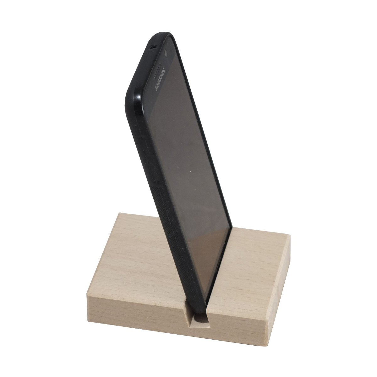 drewniana podstawka pod telefon, tablet