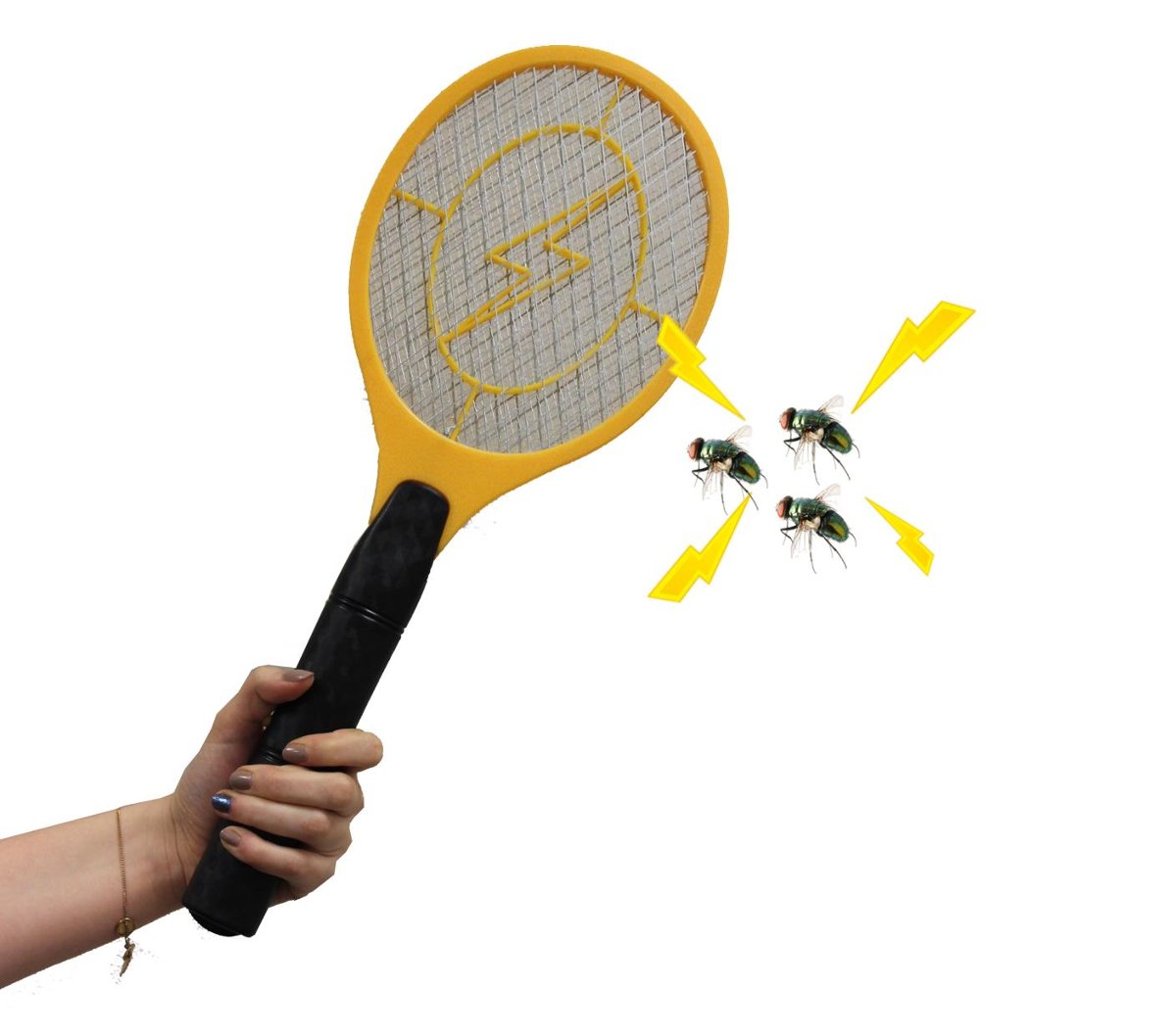 Elektryczna packa na muchy. Łapka na komary osy ćmy. Paletka na owady