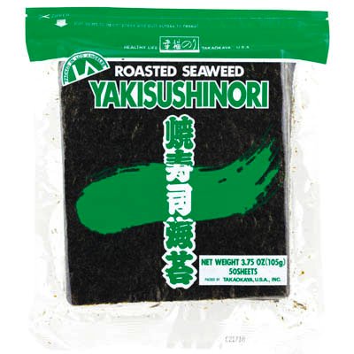 Glony do sushi Yaki Nori Green, prażone 50 arkuszy (125g) - Takaokaya