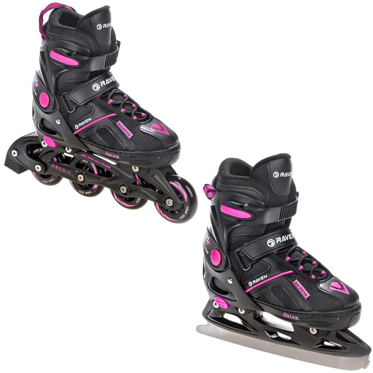 Rolki Łyżwy 2w1 RAVEN Pulse Black/Fuchsia 37-40