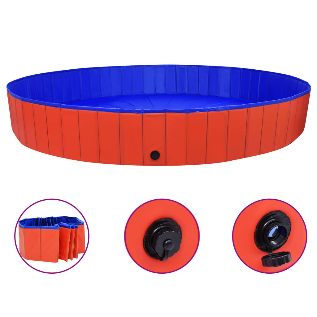 Vidaxl Lumarko Składany basen dla psa, czerwony, 300x40 cm, PVC 92601