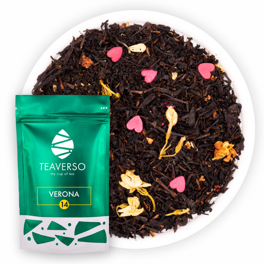 Herbata czarna z truskawką i serduszkami Verona 100 g