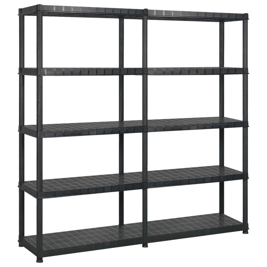 vidaXL Regał 5-poziomowy, czarny, 170x40x185 cm, plastik 3059853
