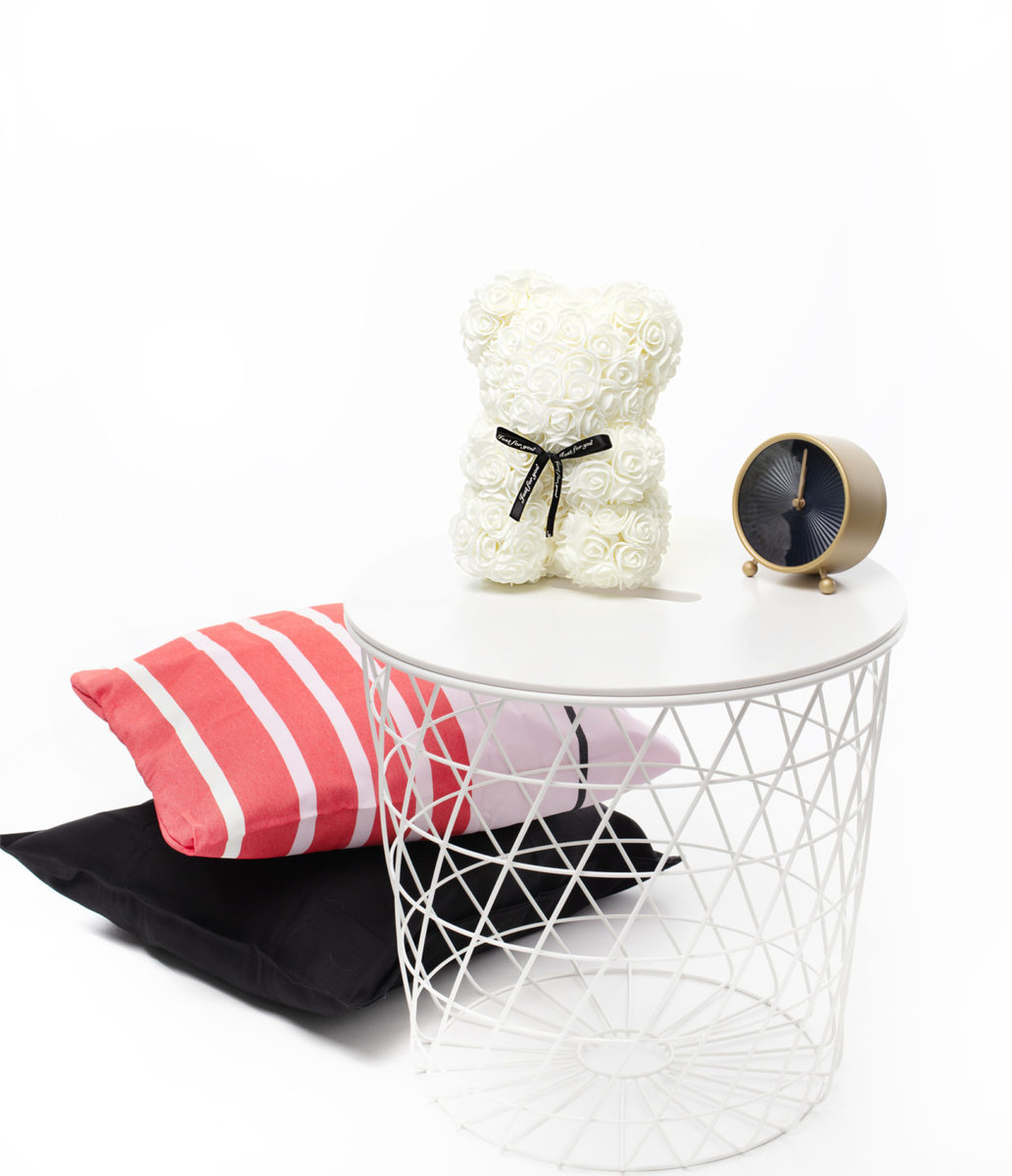 Miś Gustaw, miś z róż Rose Bear, biały, 25 cm