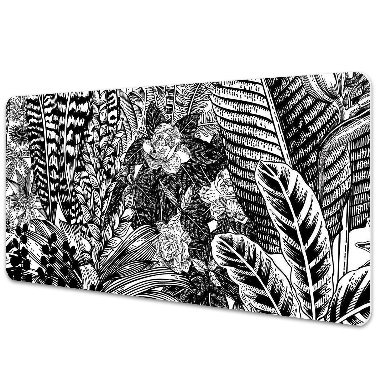 Mata ochronna na blat Czarno-białe liście 90x45 cm