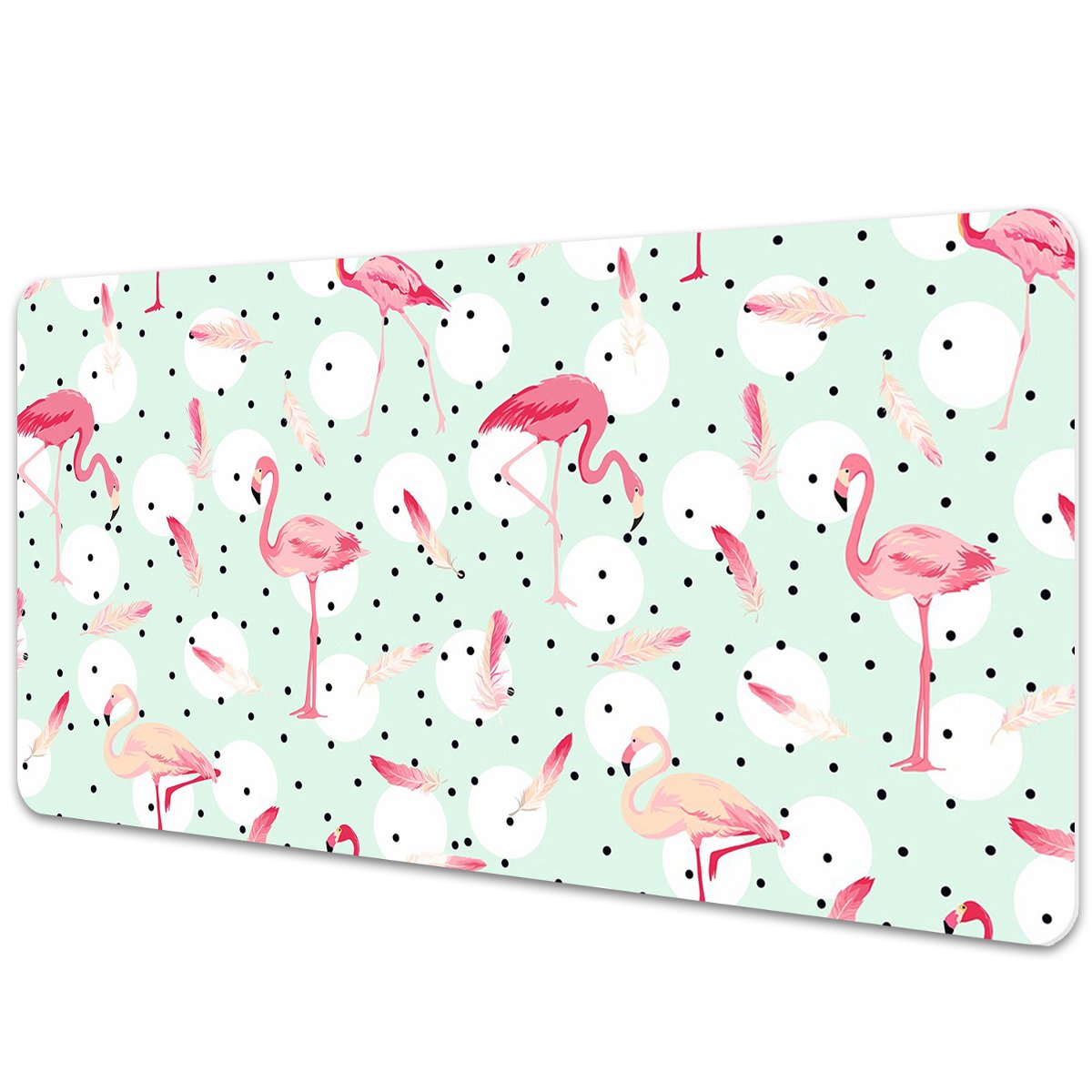 Duża podkładka na biurko Flamingi i kropki 90x45cm